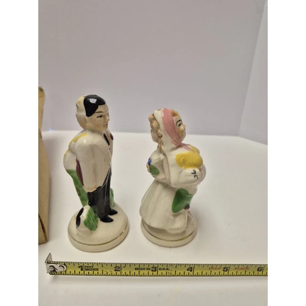 Vintage Bride Groom Before After Time Merches On Salt And Pepper Shakers